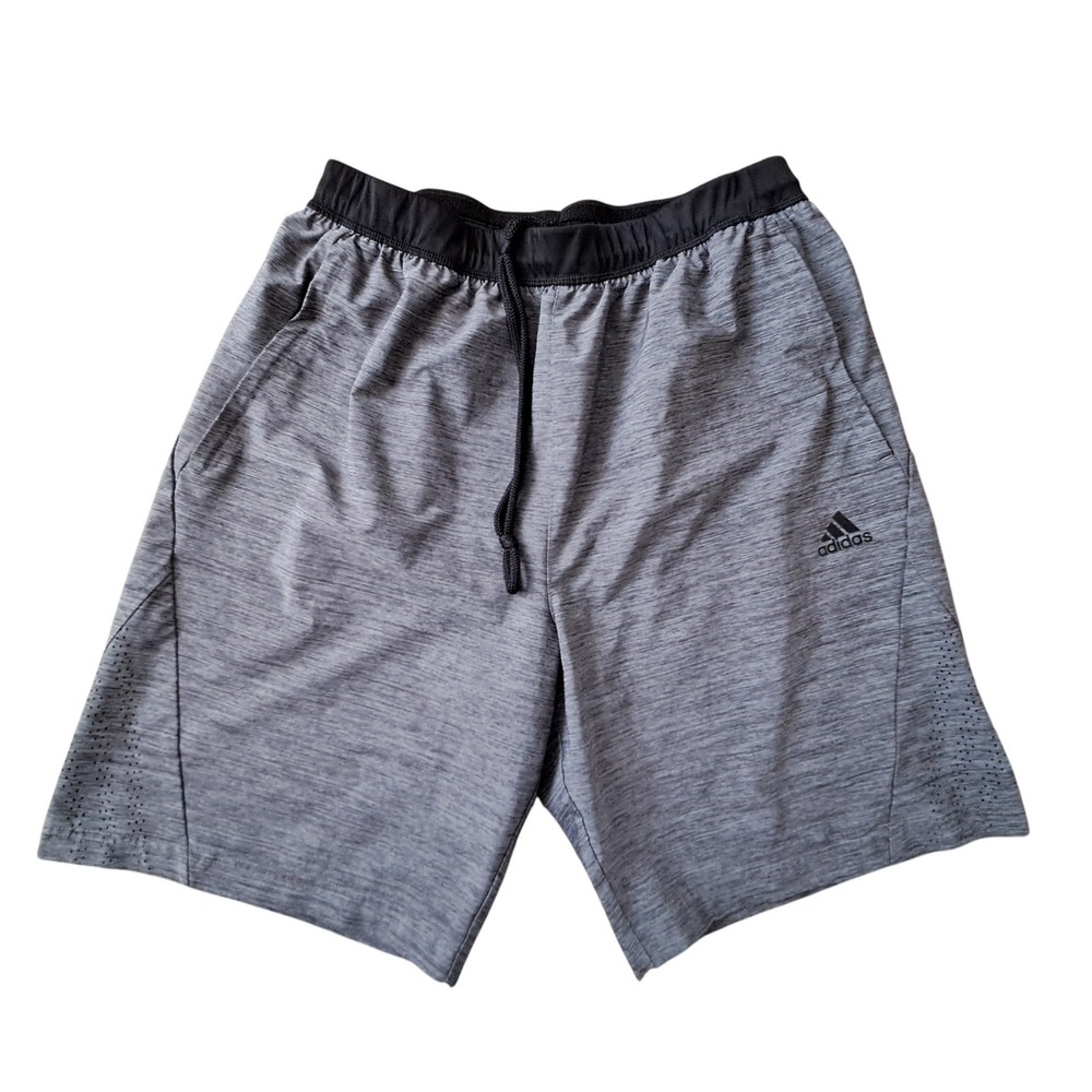 Adidas Mens Training Shorts Heather‎ Grey Black Pockets Size L